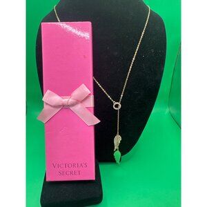 Victorias Secret Gold Wing Pendant Necklace With Rhinestones & Gift Box